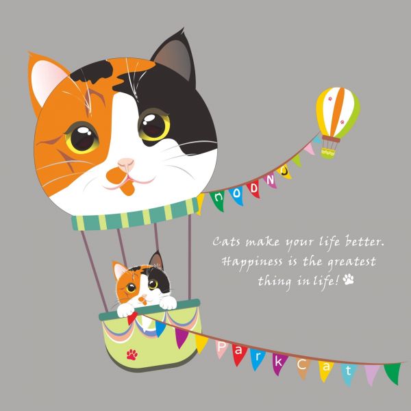 *【貓感衣】ParkCat 設計師獨家【坐著熱氣球的貓】短袖 貓感棉T