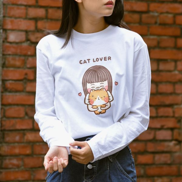 *【貓感衣】吸貓好快樂｜ MT貓咪印花T恤(長袖) 