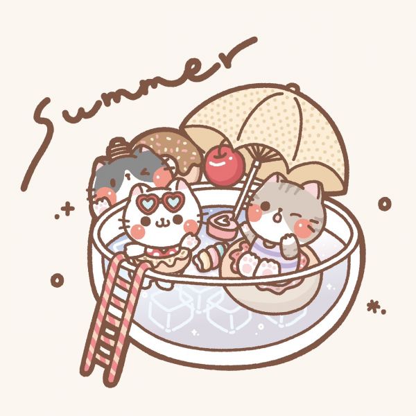 【貓感衣】夏日泳池派對 | ＭＴ印花貓咪Ｔ恤（短袖）