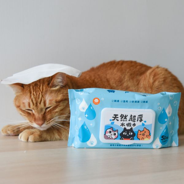 ParkCat 超厚水嫩巾-天然抑菌寵物濕紙巾-50入(犬貓通用) 貓樂園自製商品 溼紙巾 寵物紙巾