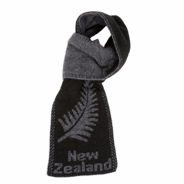 蕨葉雙面紐西蘭貂毛羊毛圍巾 輕巧保暖圍巾懶人圍巾-男用女用-炭灰X黑 圍巾,保暖圍巾,羊毛圍巾
