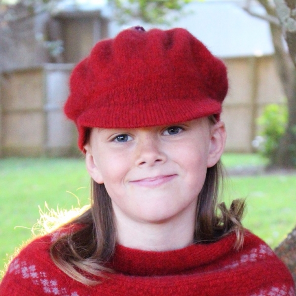 紅色兒童保暖帽紐西蘭貂毛羊毛帽貝蕾帽 毛帽,貝蕾帽,報童帽,兒童 保暖帽