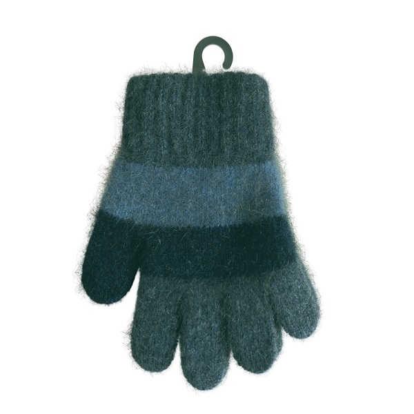 兒童多彩條紋【水藍】紐西蘭貂毛羊毛保暖手套 