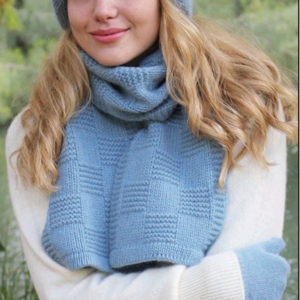 格線霧藍100%紐西蘭駝羊毛保暖圍巾 圍巾,保暖,羊毛,保暖圍巾,羊駝,ALPACA