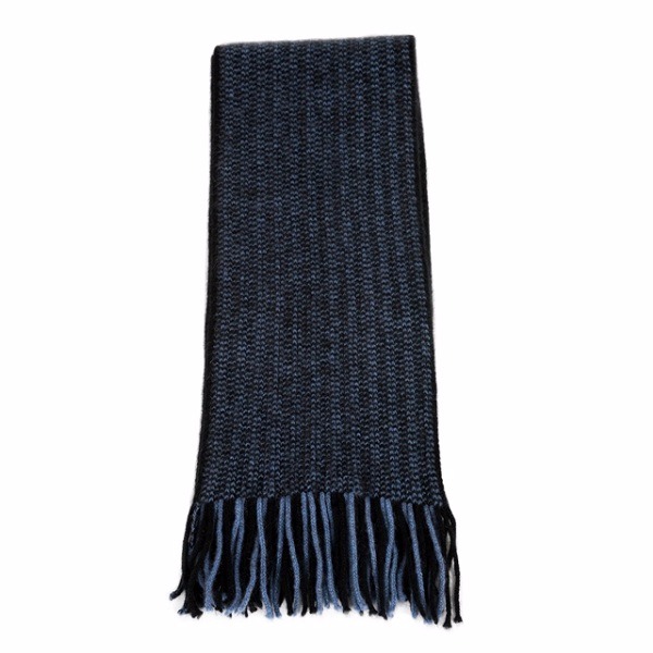  【水藍X黑】摩斯配色紐西蘭貂毛羊毛圍巾 雙色粗針織保暖圍巾男用女用 保暖圍巾,羊毛圍巾,圍巾
