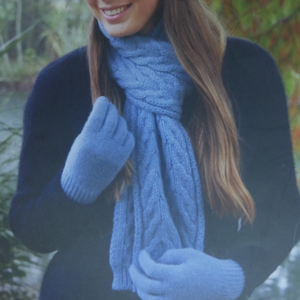 霧藍100%紐西蘭駝羊毛保暖圍巾麻花粗針織 圍巾,保暖,保暖圍巾,羊毛圍巾