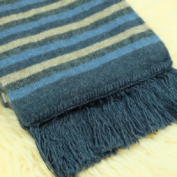 多彩條紋【水藍】雙層紐西蘭貂毛羊毛圍巾 保暖圍巾男用女用 圍巾,保暖,保暖圍巾,羊毛圍巾