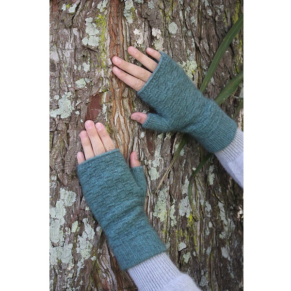 灰綠色織紋紐西蘭貂毛羊毛袖套露指手套 保暖手套,袖套,羊毛手套,露指手套