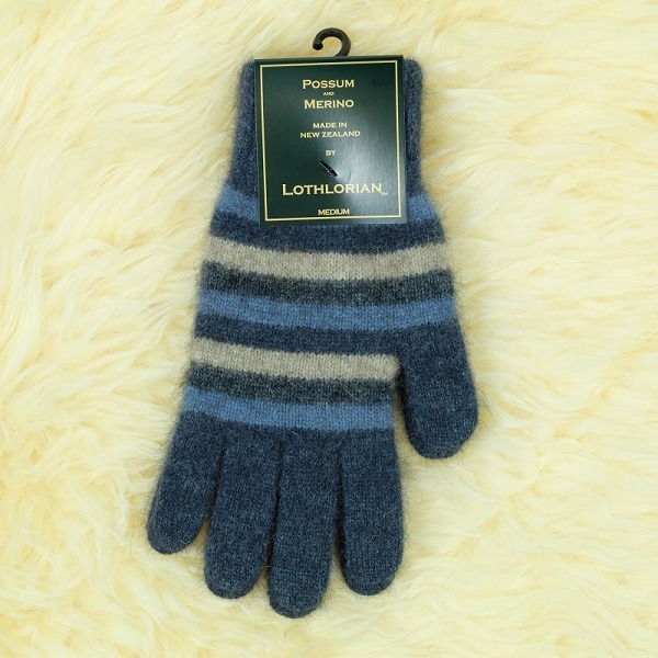 多彩條紋【水藍】紐西蘭貂毛羊毛手套保暖手套 高保溫輕量男用手套女用手套 羊毛手套,保暖手套,防寒手套,手套男,手套女