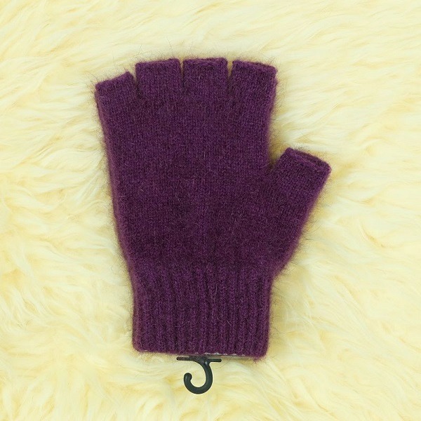 【紫莓】紐西蘭貂毛羊毛手套保暖露指手套 保溫輕量半指手套保暖手套 保暖手套,羊毛手套,半指手套 保暖,露指手套