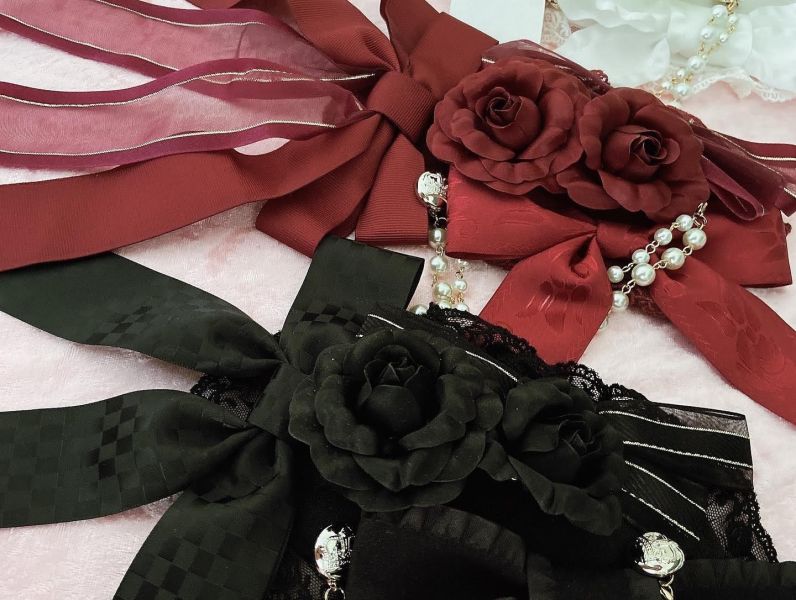 Classic Rose Lace Headdress純色古典手工花朵蕾絲頭飾 頭飾, 玫瑰, 玫瑰頭飾, 髮夾, 玫瑰髮夾, 蘿莉塔頭飾