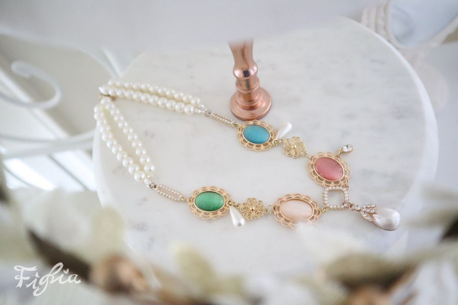 Girlish Reverie Moment gemstone necklace colorful stone, lolita necklace, lolita fashion