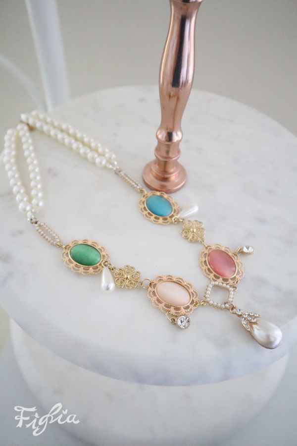 Girlish Reverie Moment gemstone necklace colorful stone, lolita necklace, lolita fashion