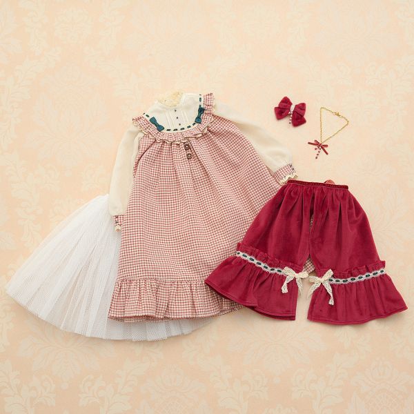 經典聖誕套裝 ( 紅 ) & 刺繡圍裙 & 頭巾（莓果）· Mini 