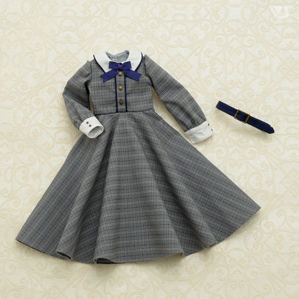 格子連衣裙（灰色)· Mini 