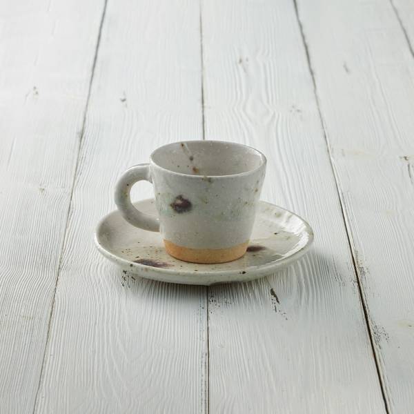 日本丸伊信樂燒 - 錦雲白咖啡杯碟組(2件式) - 160ml 日本,咖啡杯,水杯,茶杯,咖啡杯碟組