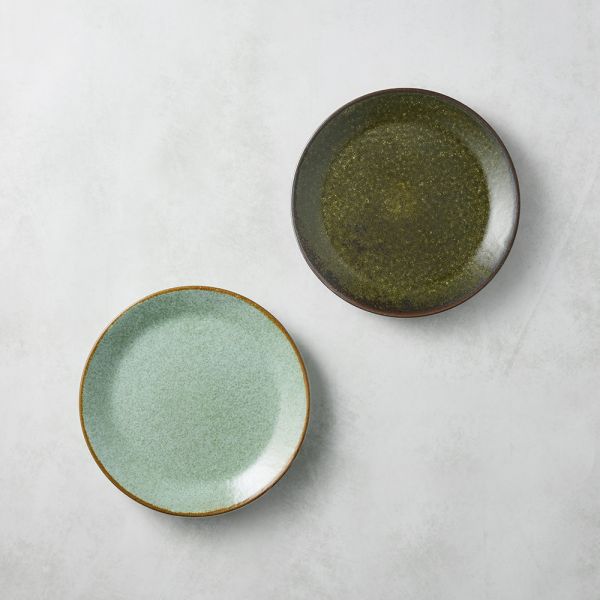 日本澤藍美濃燒 - 調和淺盤 - 雙件組(2件式) - 17.8 cm 瓷器,日本製,食器,手工,檢驗合格,餐盤,小盤