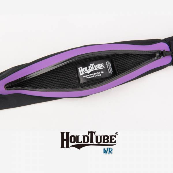 HOLDTUBE 運動腰帶-防潑水雙口袋-黑紫 運動腰帶、水瓶袋、時尚單品、運動配件