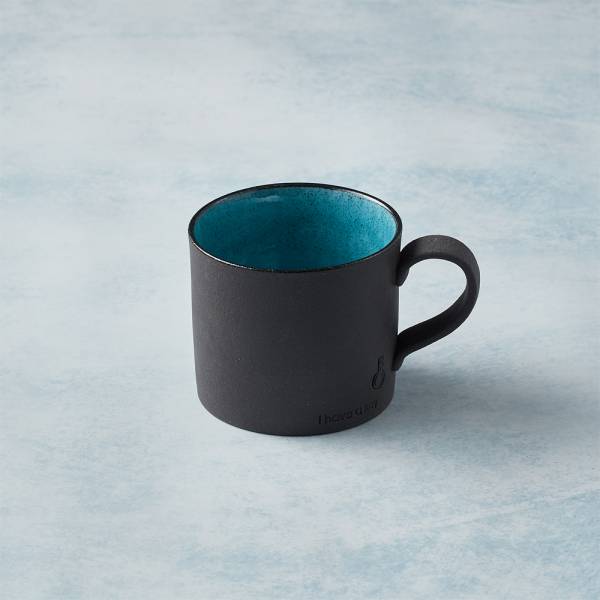 日本KOYO美濃燒 - 黑陶釉彩馬克杯 - 青綠 陶杯,釉下彩,防水,日本製,食器,手工,檢驗合格