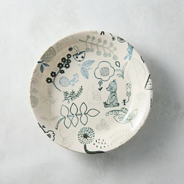 日本美濃燒 - 輕量咖哩盤 - 散步小熊(21.7cm) 咖哩盤,深盤,湯盤,陶瓷餐具