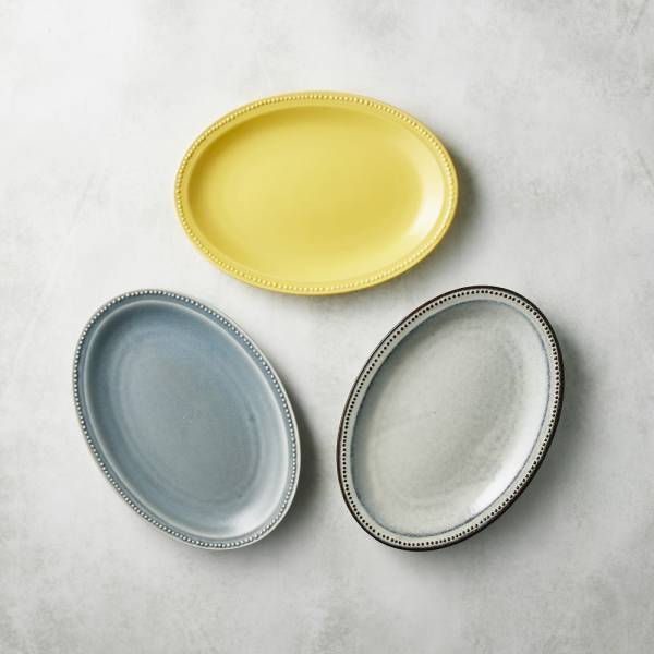 日本KOYO美濃燒 - 珍珠邊橢圓淺盤 - 雙件組(3選2) 歐風,餐盤,陶盤,日本製,食器,手工,檢驗合格