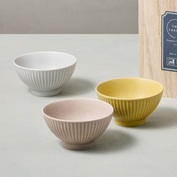 日本美濃燒 - 輕量檸檬乳酪 - 飯碗禮盒組(3件式) - 10.5cm 飯碗,陶瓷餐具,禮盒組