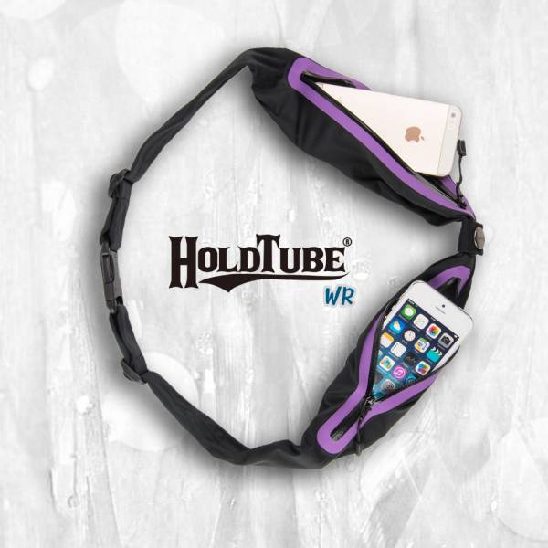 HOLDTUBE 運動腰帶-防潑水雙口袋-黑紫 運動腰帶、水瓶袋、時尚單品、運動配件