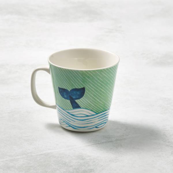 日本澤藍美濃燒 - 海之島系列馬克杯-悠悠藍鯨 陶杯,日本製,食器,手工,檢驗合格,動物,茶杯,馬克杯
