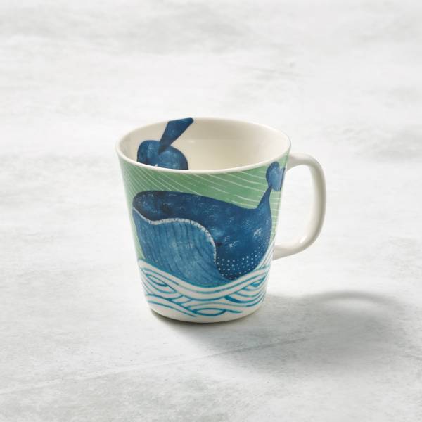 日本澤藍美濃燒 - 海之島系列馬克杯-悠悠藍鯨 陶杯,日本製,食器,手工,檢驗合格,動物,茶杯,馬克杯