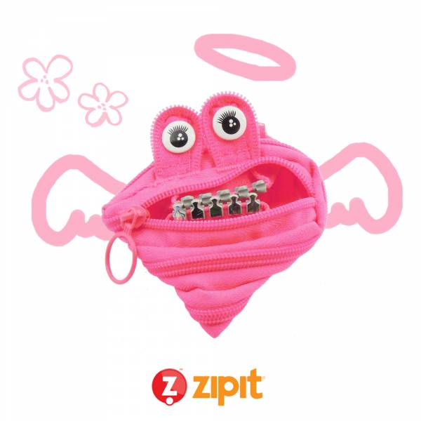 (5折出清)–Zipit 怪獸拉鍊包鋼牙版(小)-螢光粉 怪獸拉鍊包、零錢包