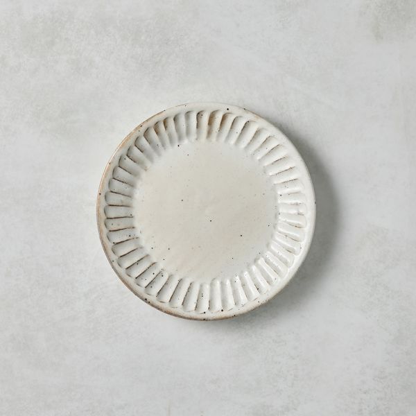 日本KOYO美濃燒 - 粉引雕紋淺盤 - 16 cm 淺盤,粉引技法,蛋糕盤,甜點盤,小菜盤