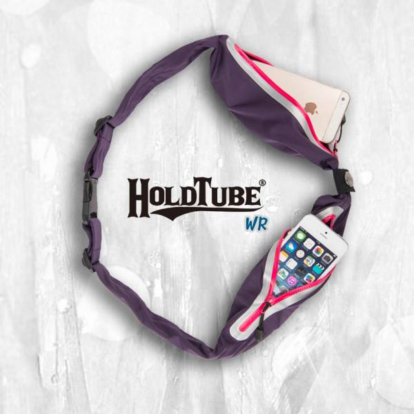 HOLDTUBE 運動腰帶-防潑水雙口袋-紫粉 運動腰帶、水瓶袋、時尚單品、運動配件