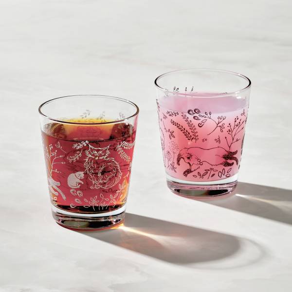 日本富硝子 - 水鑽寬口水杯 - 文藝貓對杯組(2件式) - 禮盒組 (260ml) 日本,玻璃,玻璃杯,飲料杯,水杯