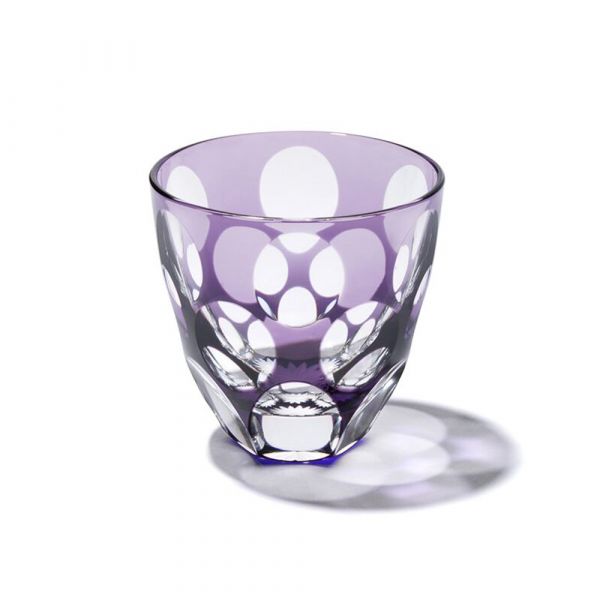 日本山田硝子 - 圓點萬花筒清酒杯 - 深紫 玻璃杯;純手工;日本;酒杯