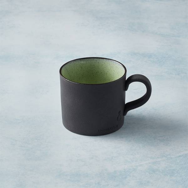 日本KOYO美濃燒 - 黑陶釉彩馬克杯 - 橄欖綠 陶杯,釉下彩,防水,日本製,食器,手工,檢驗合格