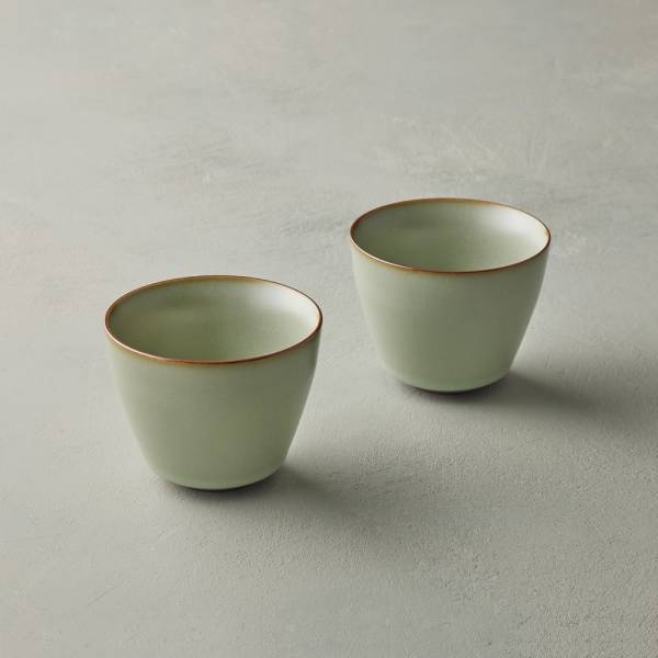 安達窯 - 汝窯翠荷 - 禪風對杯2件組 (禮盒裝) 台灣製造,茶具組,禮盒