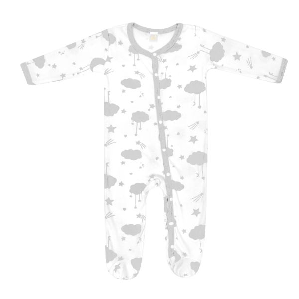 有機棉包腳連身衣-灰色星空 有機棉,秋冬寶寶衣,寶寶睡衣,一件式,嬰兒睡衣,台灣製造敏感肌衣服,透氣衣物