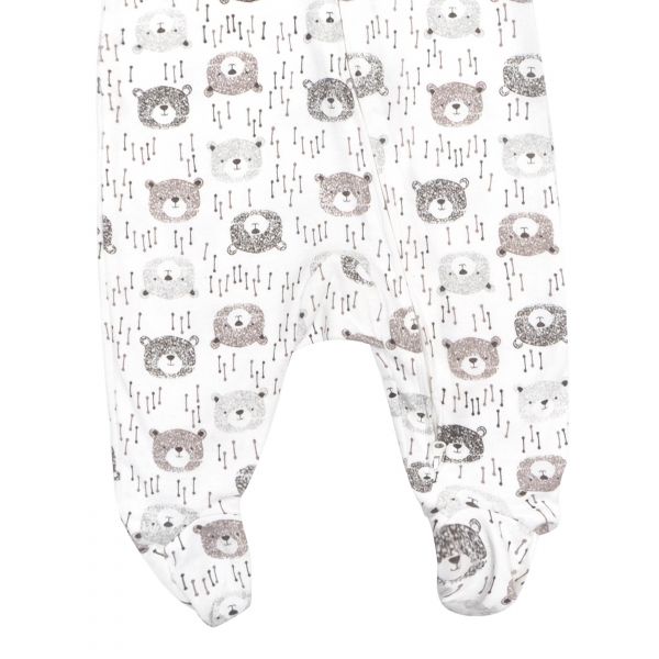 有機棉包腳連身衣-大頭熊熊 有機棉,秋冬寶寶衣,寶寶睡衣,一件式,嬰兒睡衣,台灣製造敏感肌衣服,透氣衣物