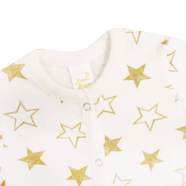 有機棉短袖連身衣-Golden Star 有機棉,竹纖維,竹節棉,涼爽透氣,親膚,異位性皮膚炎,嬰幼兒,包屁衣,敏感肌,過敏