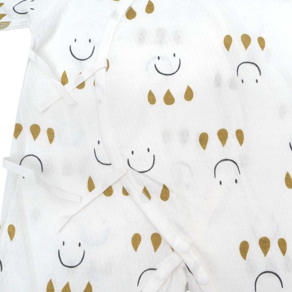 新生兒竹節棉短袖和尚服-微笑雨點 新生兒衣服,包屁衣,蝴蝶衣,紗布衣,有機棉,天然有機棉,寶寶衣推薦,台灣製寶寶衣,新生兒