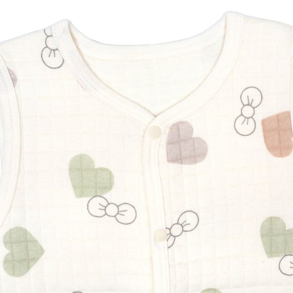 有機棉鋪棉背心-愛心蝴蝶結 嬰兒背心,有機棉,天然有機棉,加棉背心,透氣,保暖,包屁衣,台灣製寶寶衣