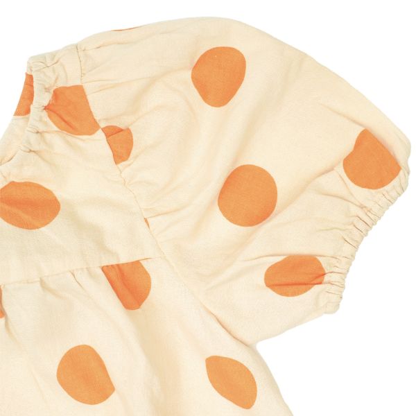 泡泡袖洋裝-小橘點 有機棉, 天然, 無毒 過敏 有機, 異位性皮膚炎, 新生兒, 嬰兒, 新生兒衣物, 嬰幼兒, 包屁衣, 竹纖維, 透氣, 汗疹