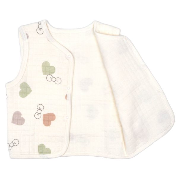 有機棉鋪棉背心-愛心蝴蝶結 嬰兒背心,有機棉,天然有機棉,加棉背心,透氣,保暖,包屁衣,台灣製寶寶衣