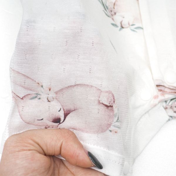 竹節棉超薄短袖連身衣-溫柔兔兔 有機棉,竹纖維,竹節棉,涼爽透氣,親膚,異位性皮膚炎,嬰幼兒,包屁衣,敏感肌,過敏