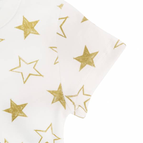 有機棉短袖連身衣-Golden Star 有機棉,竹纖維,竹節棉,涼爽透氣,親膚,異位性皮膚炎,嬰幼兒,包屁衣,敏感肌,過敏