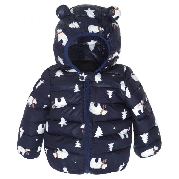 嬰兒羽絨外套-深藍北極熊 嬰幼兒羽絨連身衣,嬰幼兒羽絨外套,羽絨外套,保暖外套,連身外套