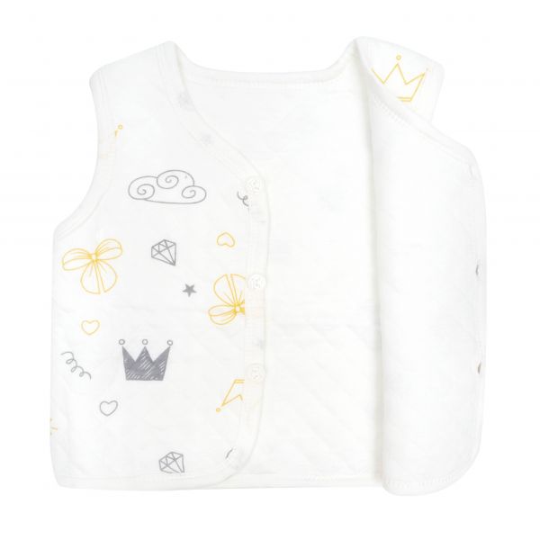 有機棉鋪棉背心-塗鴉王冠 嬰兒背心,有機棉,天然有機棉,加棉背心,透氣,保暖,包屁衣,台灣製寶寶衣