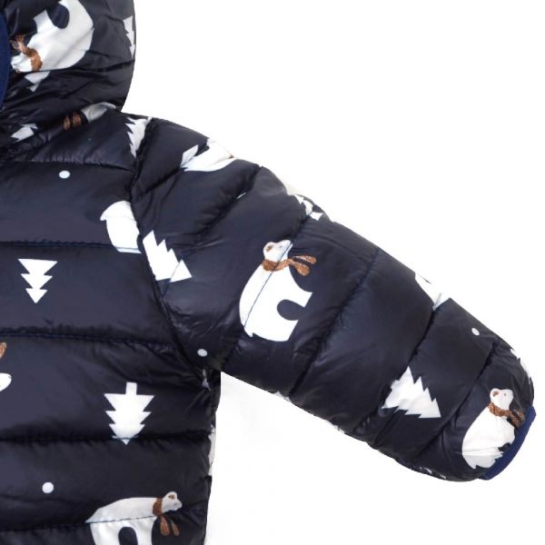 嬰兒羽絨外套-深藍北極熊 嬰幼兒羽絨連身衣,嬰幼兒羽絨外套,羽絨外套,保暖外套,連身外套