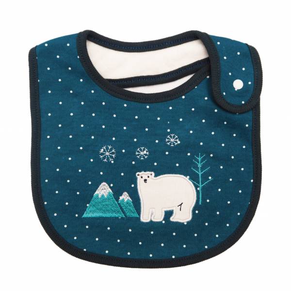 有機棉口水巾三入組-深藍色北極熊 