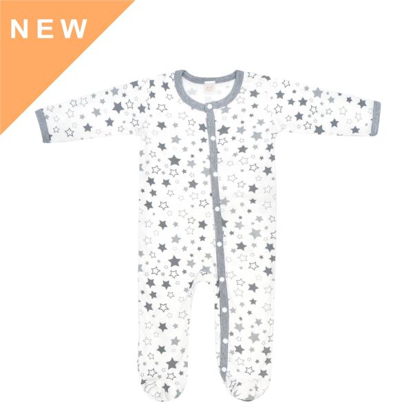 有機棉包腳連身衣-滿天星 有機棉,秋冬寶寶衣,寶寶睡衣,一件式,嬰兒睡衣,台灣製造敏感肌衣服,透氣衣物
